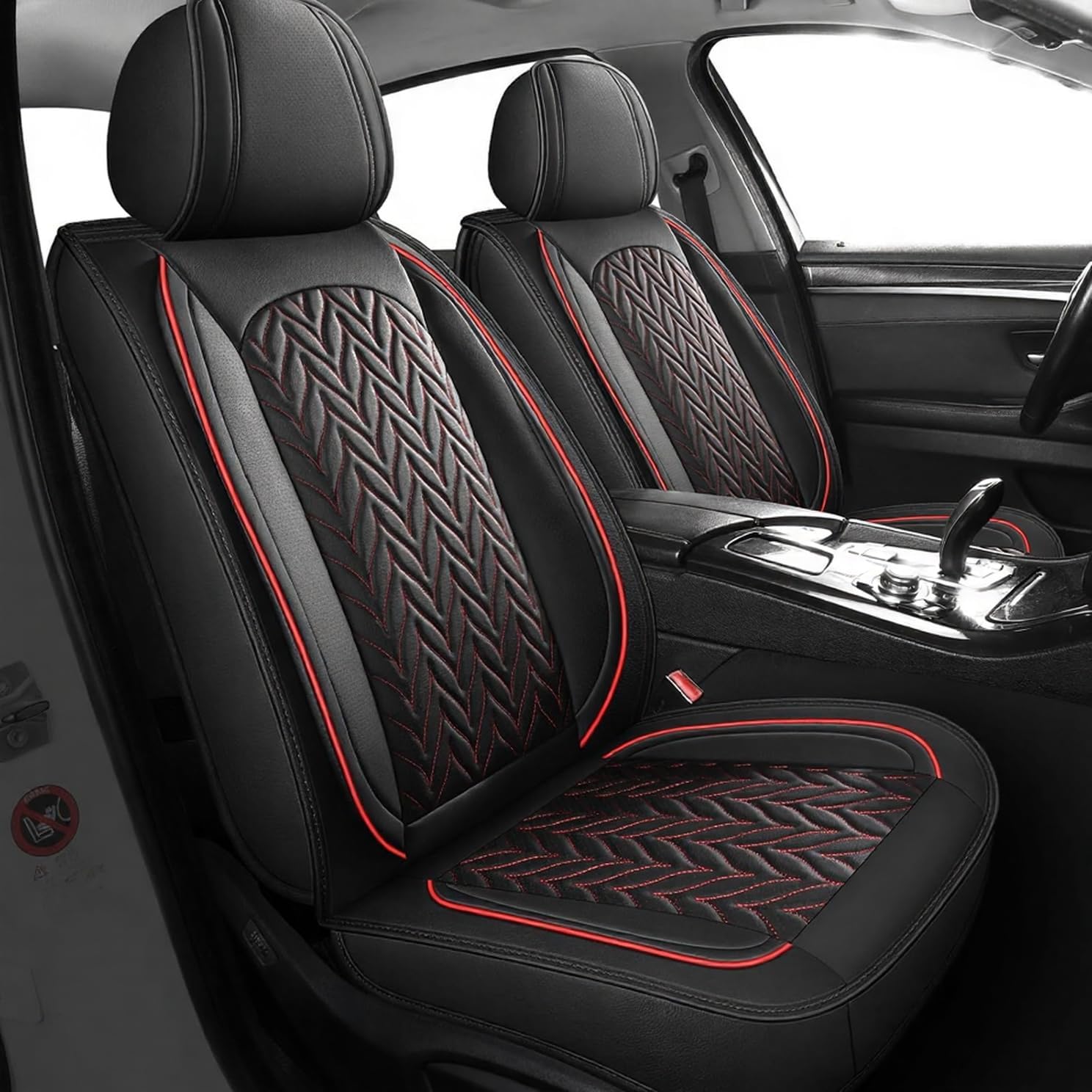 Leather Car Seat Covers Full Set Universal - Uniwersalne pokrowce na fotele samochodowe, pełny
