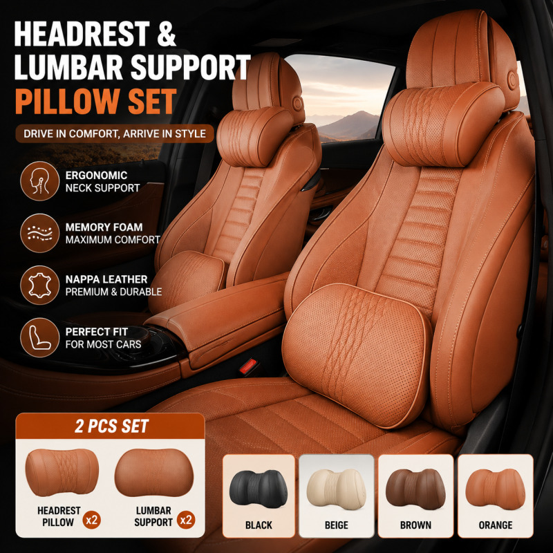Memory Foam Car Neck Pillow Lumbar Support - Poduszka na szyję do fotela samochodowego