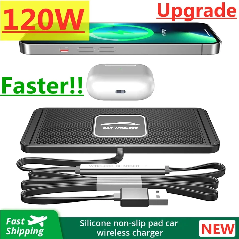 Wireless Car Charger Mount Fast Charging - Podkładka silikonowa Stojak Bezprzewodowa ładowarka samochodowa