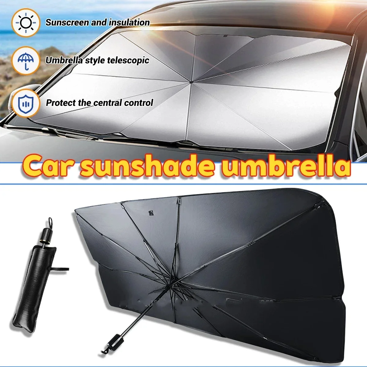 Parasol samochodowy przeciwsło – Car Sunshade Windshield Umbrella Foldable recenzja i cena