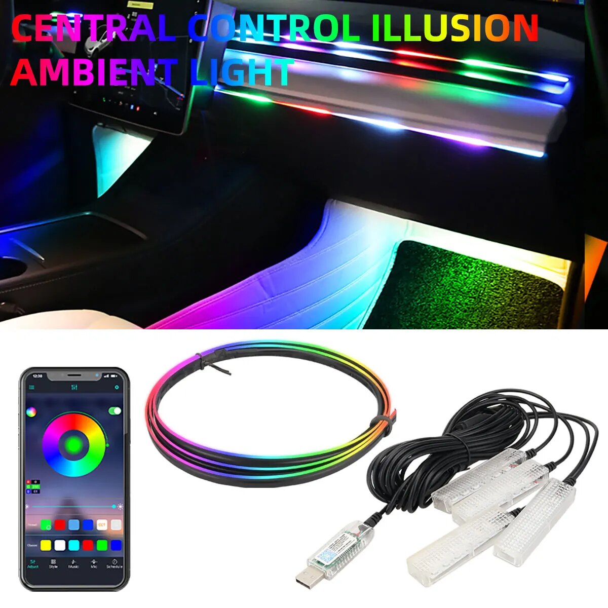 4 w 1 6 w 1 samochód symfonicz – Led Ambient Interior Car Lights App Control recenzja i cena