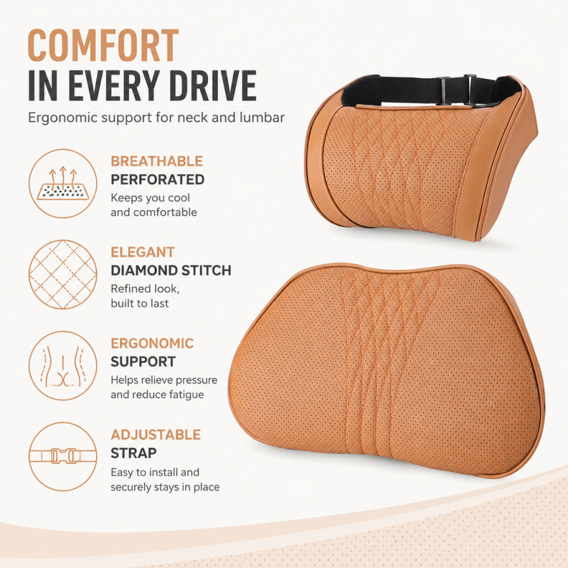 Poduszka na szyję do fotela sa – Memory Foam Car Neck Pillow Lumbar Support recenzja i cena