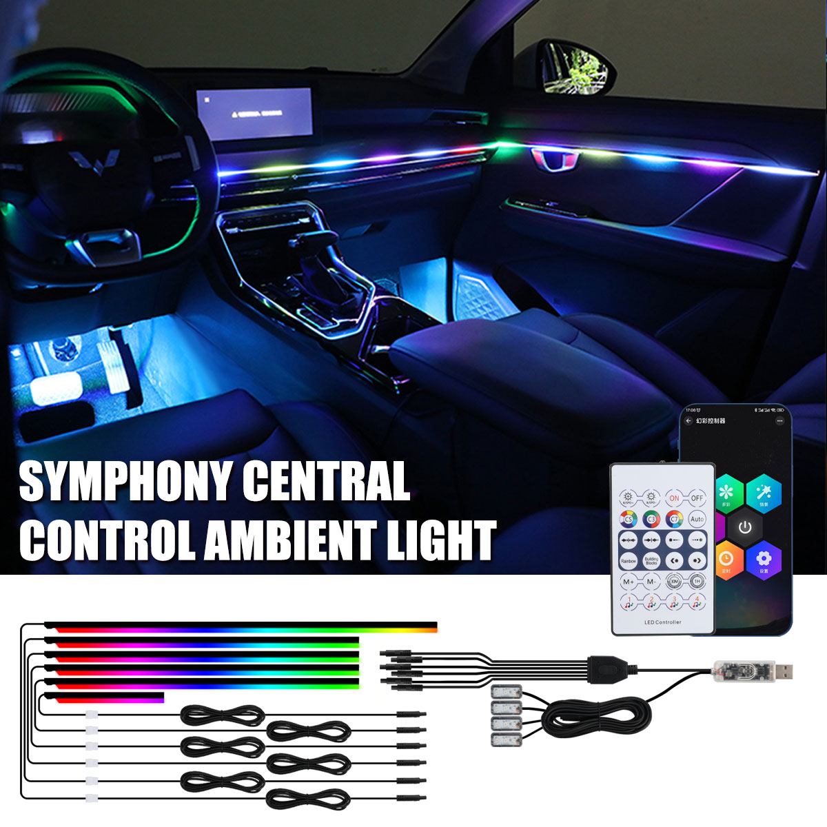 Uniwersalne samochodowe oświet – Led Ambient Interior Car Lights App Control recenzja i cena