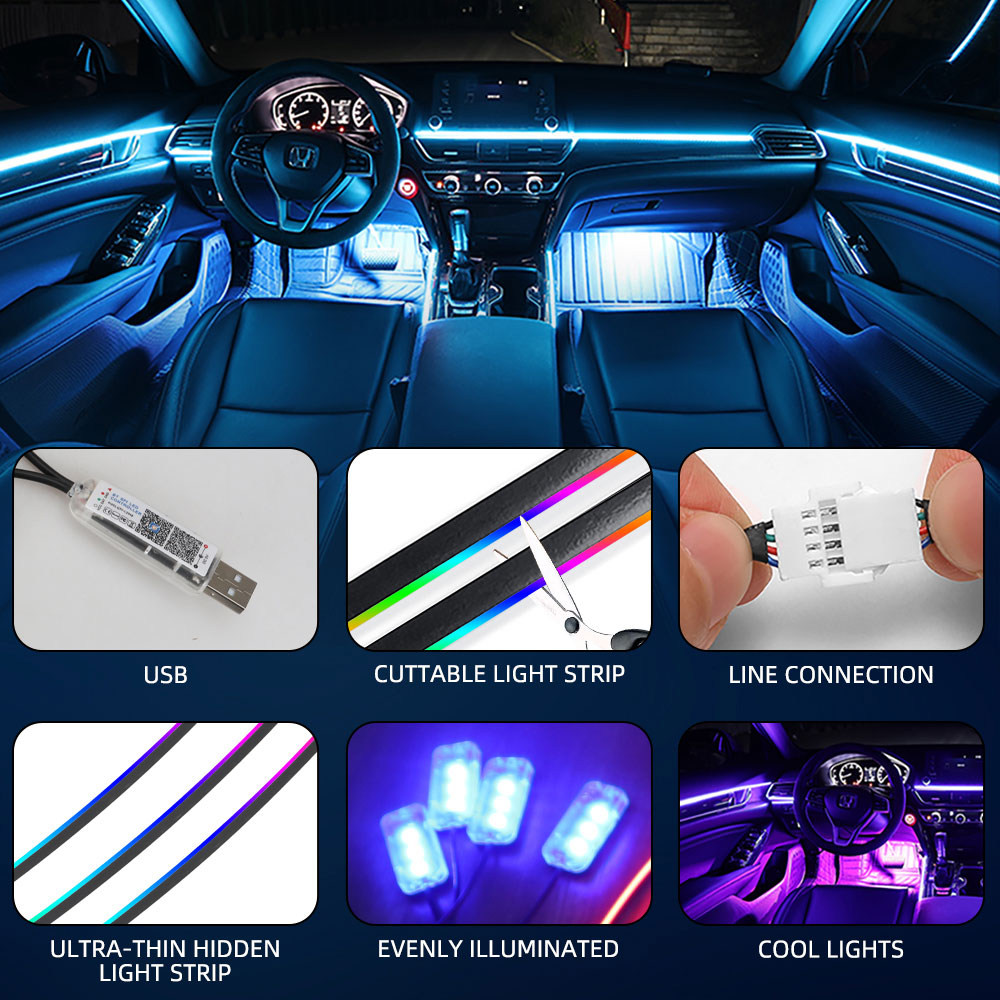 Uniwersalne samochodowe oświet – Led Ambient Interior Car Lights App Control recenzja i cena